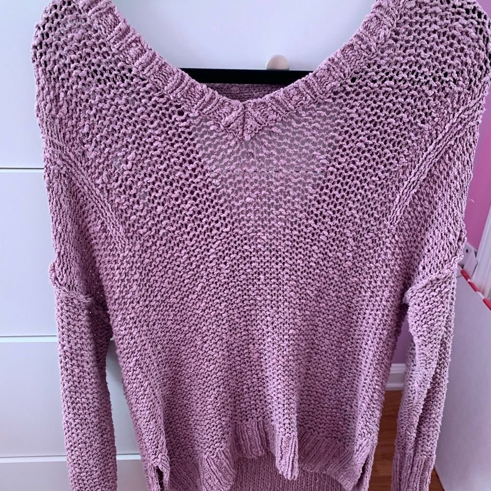 Purple open stitch sweater